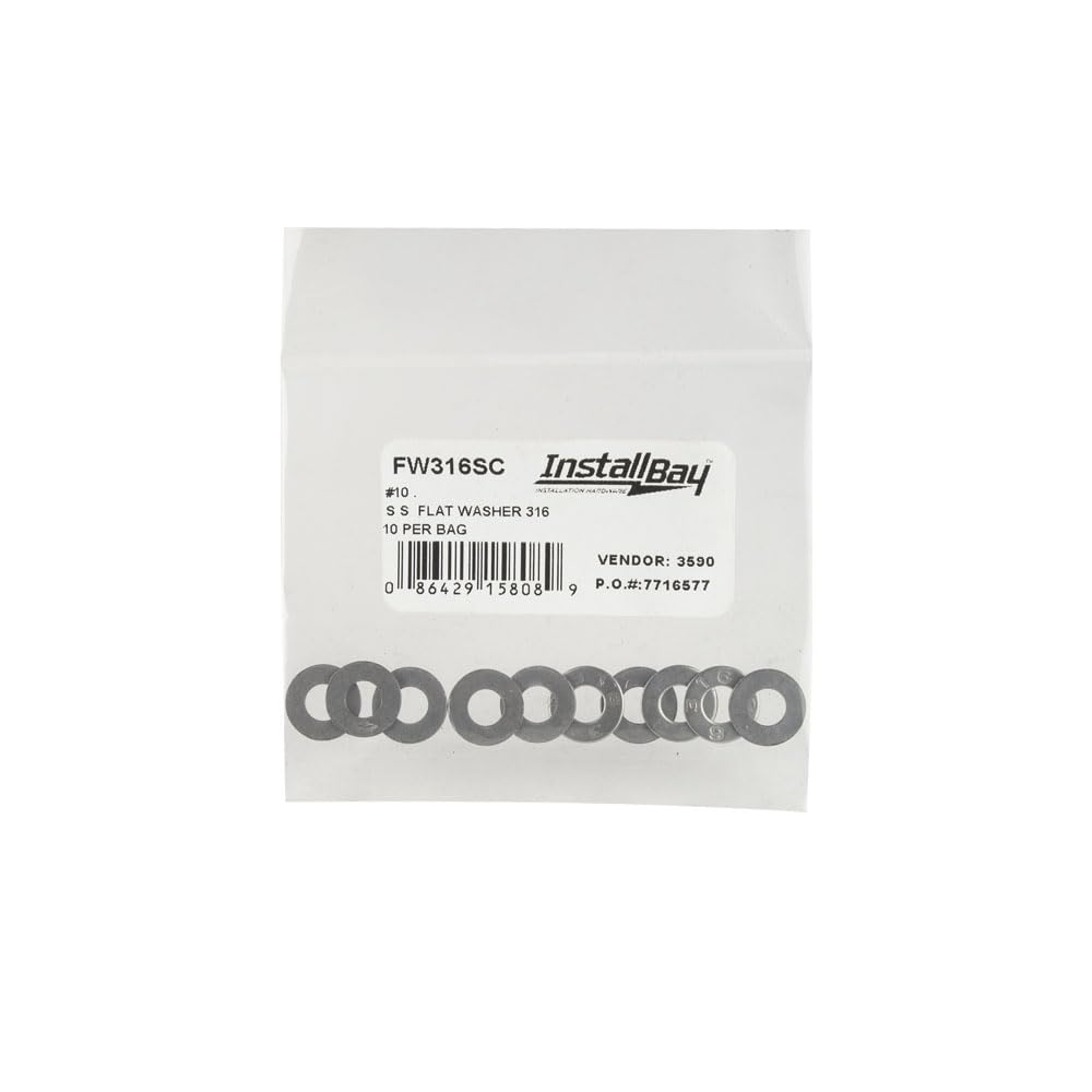 Washer #10 Flat Install Bay 316 Stainless - Bag of 10