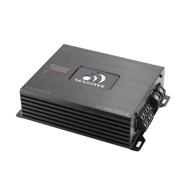 125 Watts RMS x 4 @ 4 Ohm Massive Audio H8004 4 Channel Hippo Series High Performance Amplifier
