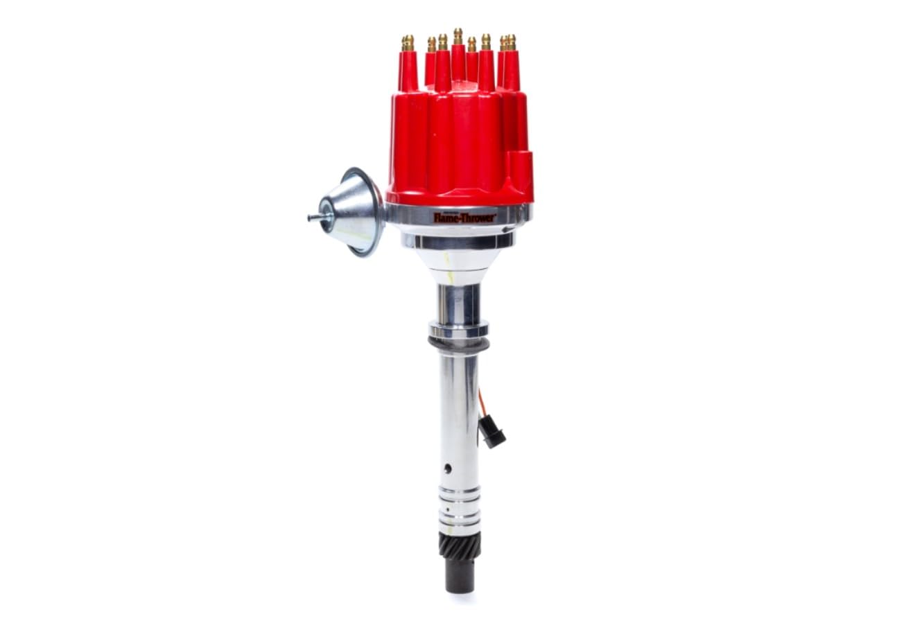 Flame-Thrower Pertronix D300711 Distributor, Plug N Play Billet, Magnetic Pickup, Mechanical Advance, HEI Style Terminal, Red, Compatible with Chevy V8, Each