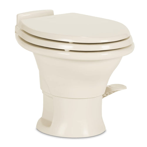 Gravity Flush Toilet Dometic 311 | Bone | Low Profile | Slow-Close Seat | Power Flush, Foot Pedal Flush Operation | 13.5" Seat Height for Compact Areas