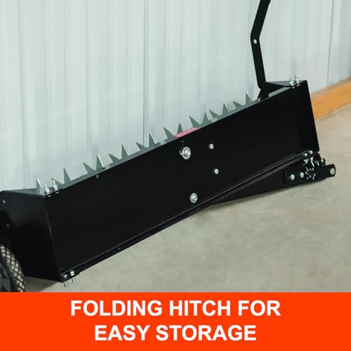40 inch Agri-Fab Tow Behind Spike Aerator for Aerating Lawns; 10 Galvanized Steel Spike Disks, Universal Hitch, Black