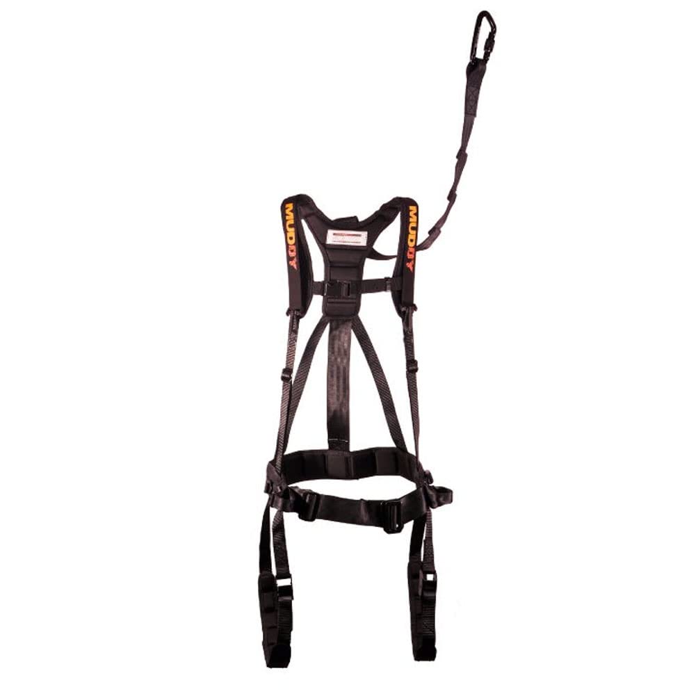 Muddy Tree Stand Hunting Safety Systems Lightweight Padded Nylon Quick-Release Safeguard Harness, Large
