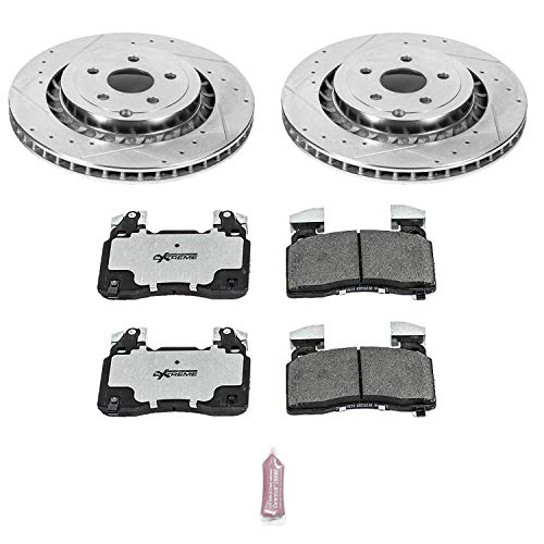 Power Stop K7007-26 Z26 Carbon Fiber Brake Pads Front with Drilled & Slotted Brake Rotors Kit For Chevrolet SS 2014-2017 [Model Specific]