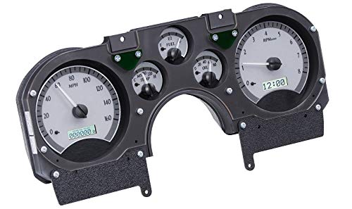 Dakota Digital VHX-82C-CAM-S-W Analog Dash Gauge System Compatible with 1982-89 Chevy Camaro Silver Alloy White Backlighting