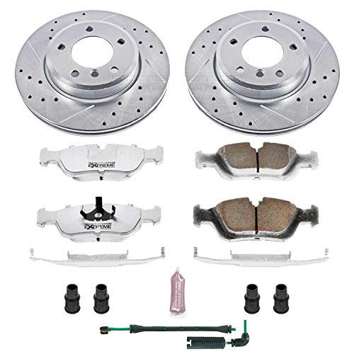 Z26 Carbon Fiber Brake Pads Power Stop K868-26 Kit with Drilled & Slotted Brake Rotors For BMW 325xi 2001-2005 [Model Specific]