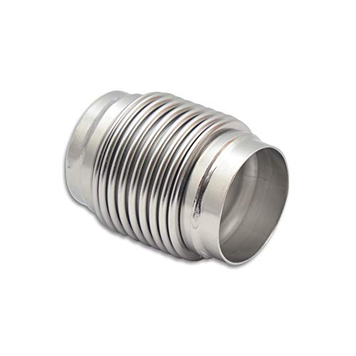 Exhaust Bellows Assembly Vibrant Performance 69527, Directional Flow Solid Liner, 1.875 in. diameter inlet, 1.875 in. diameter outlet, 2.75 in. Long, 321 Stainless Steel, Electropolished, each