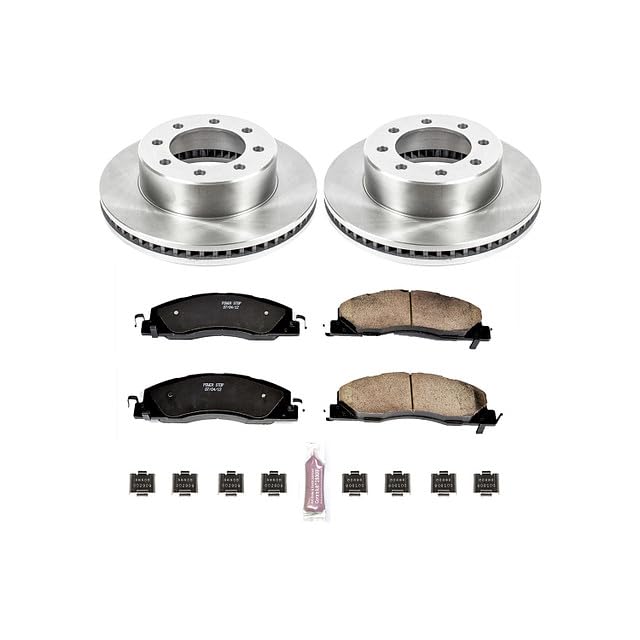 Power Stop Autospecialty KOE5411 Front Replacement Brake Kit-OE Brake Rotors & Ceramic Brake Pads For 2011 2012 2013 2014 2015 2016 2017 2018 Ram 2500 Ram 3500 8 Lug
