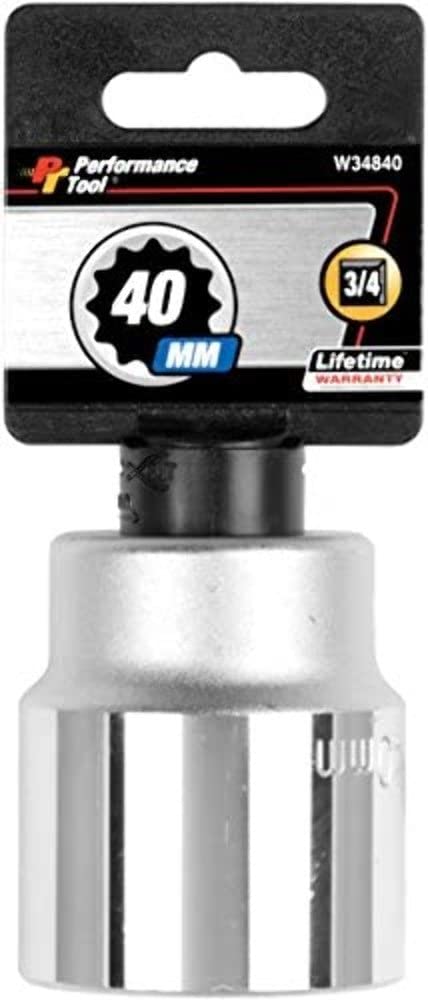 3/4-Inch Drive Performance Tool W34840 12-Point Standard Socket 40mm