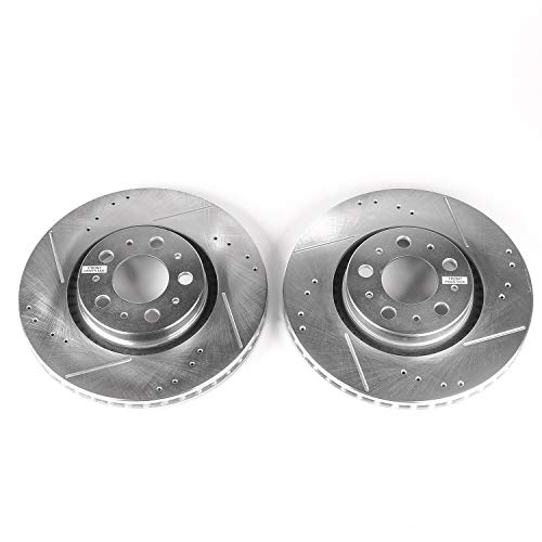 Power Stop Front EBR643XPR Drilled & Slotted Rotor Pair For Volvo S60 2001-2009, Volvo S80 1999-2006, Volvo V70 2001-2007 [Model Specific]