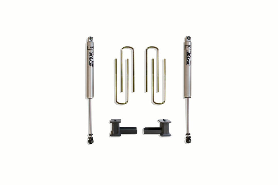 Part# 904140F MaxTrac SUSPENSION'S is A Rear Box KIT Including 4" Lift Blocks, U-Bolts & A Pair of Fox 2.0 Performance Series Rear Shocks