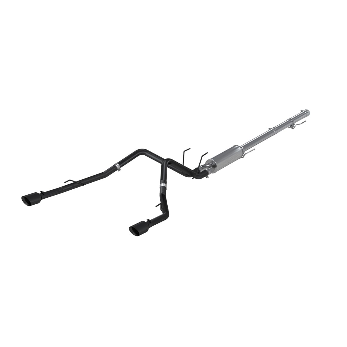 Black Coated MBRP 2 1/2" Dual Split Rear Cat Back through Stock Bumper S5146BLK