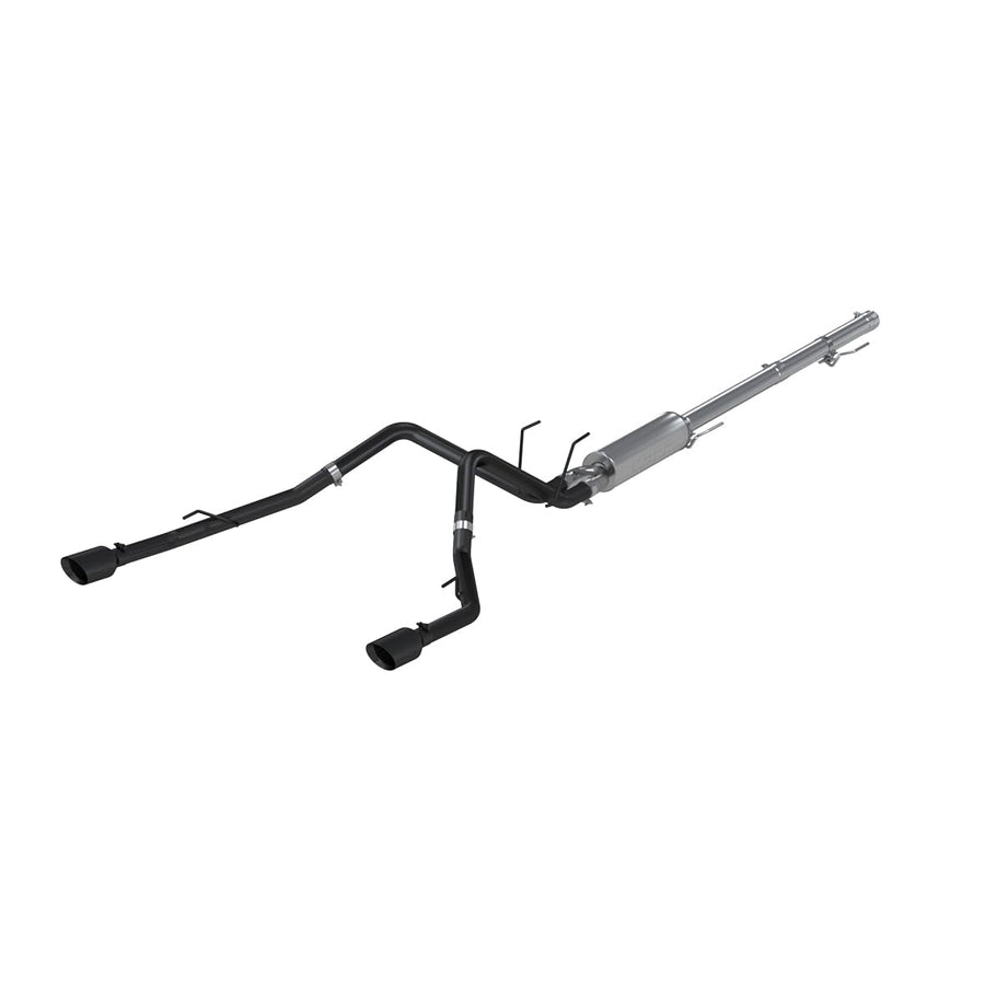 Black Coated MBRP 2 1/2" Dual Split Rear Cat Back through Stock Bumper S5146BLK