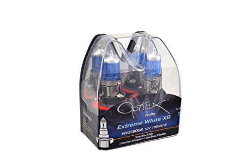 HELLA Optilux H71071052 XB Series H13 9008 Xenon White Halogen Bulbs, 12V, 100/80W 2 Pack