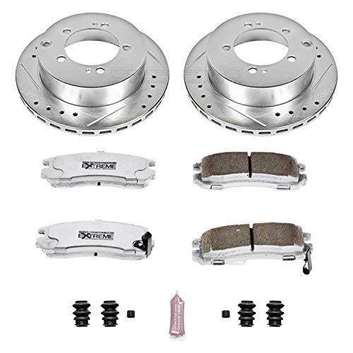 Rear Power Stop K806-26 Z26 Carbon Fiber Brake Pads with Drilled & Slotted Brake Rotors Kit