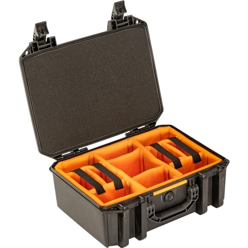 V300 Pelican Vault - Multi-Purpose Hard Case with Padded Dividers for Camera, Drone, Equipment, Electronics, and Gear (Black)