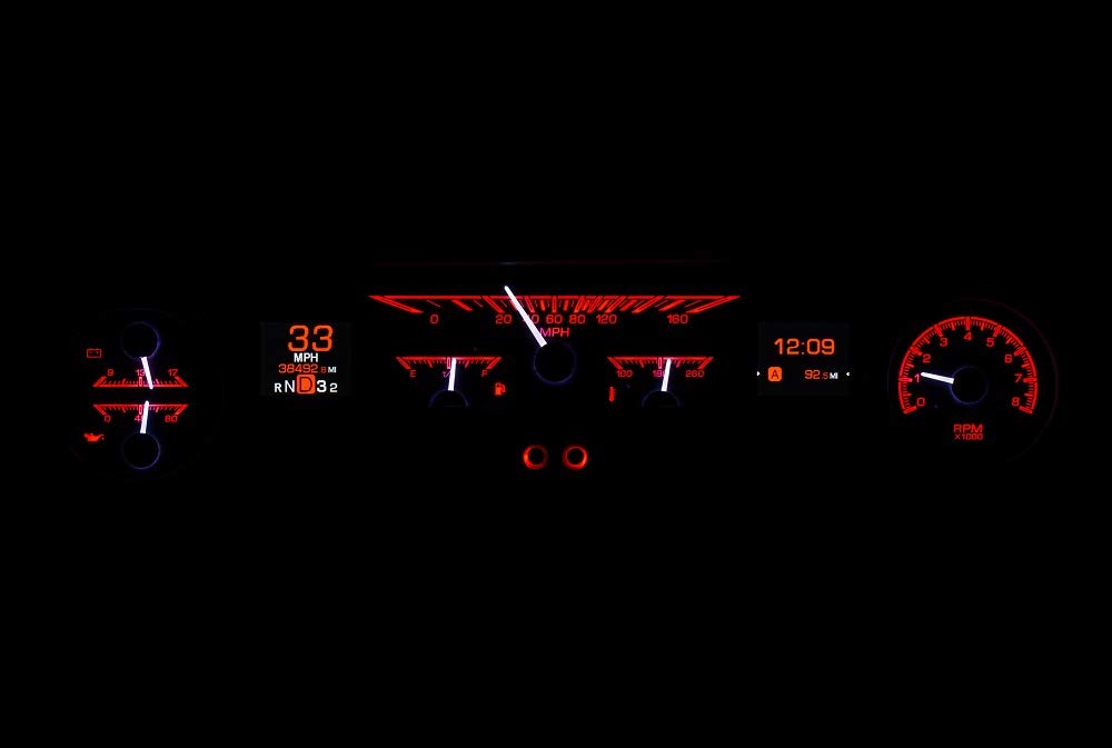 Dakota Digital HDX-64F-FAL-S Analog Gauge System Compatible with 1964-65 Ford Falcon, Ranchero and Mustang Silver Alloy