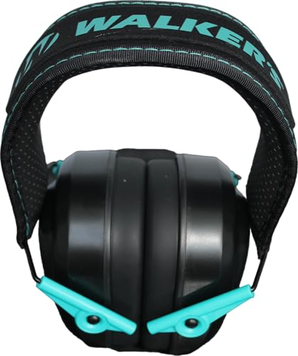 Walker's Noise-Blocking Compact Passive Youth & Women's Hunting Gun Range Shooting Hearing Protection Muff, Comfort Headband w/Metal Wire Frame, Teal