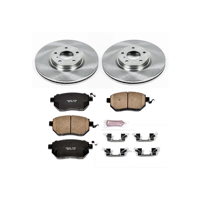 POWERSTOP Autospecialty KOE116 Front Replacement Brake Kit-OE Brake Rotors & Ceramic Brake Pads For Nissan Maxima 2007-2008, Nissan Murano 2006-2007 [Model Specific]