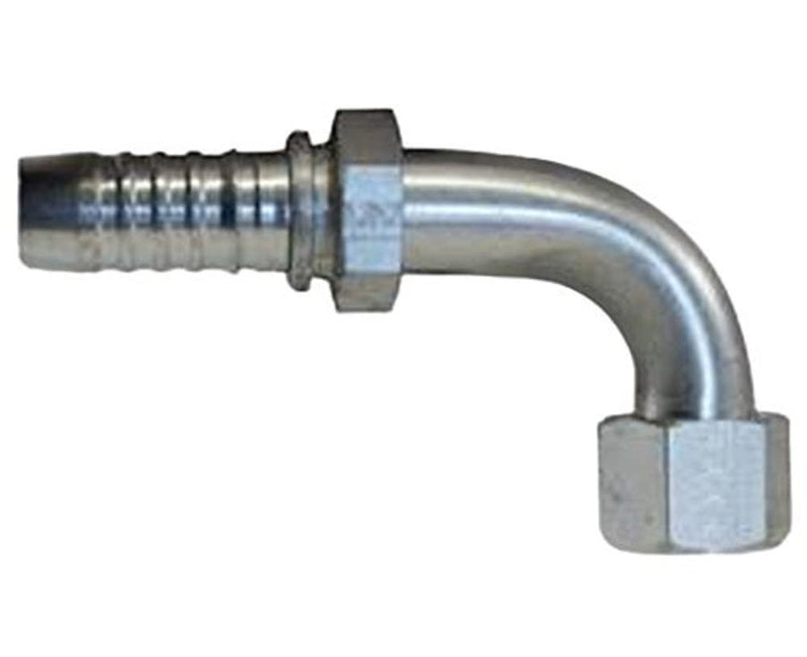 GlobalSpiral Couplings Gates 6GS-6FJX90S, Female JIC 37° Flare Swivel, Zinc Plated Carbon Steel, 3.11", 90° Bent Tube, 3/8" ID