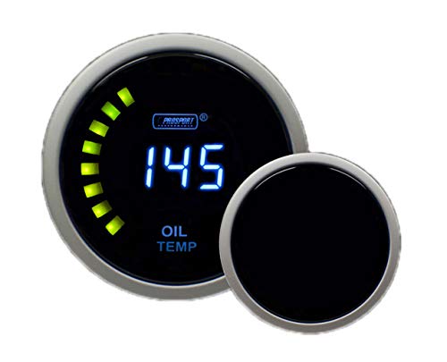 Performance Oil Temperature Gauge Prosport – Digital Series Blue – 52mm (2 1/16") – Electric Oil Temp Meter with Blue LED Display – Car Dashboard Monitoring Gauge for Performance Engines