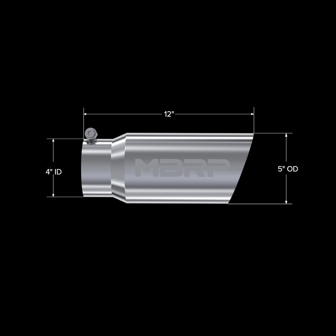 Exhaust Tip MBRP T5052 (5" O.D. Angled Single Walled 4" Inlet 12" Length, T304)