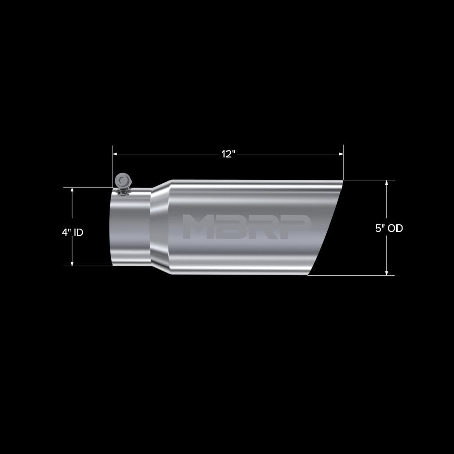 Exhaust Tip MBRP T5052 (5" O.D. Angled Single Walled 4" Inlet 12" Length, T304)