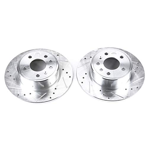 Power Stop Rear EBR612XPR Drilled & Slotted Rotor Pair For Saab 9-3, Saab 9-3, Saab 900, L100, L200, L300, LW200, LW300 [Model Specific]