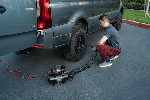 VIAIR Air Compressor TLC BOOST Source Kit – 120 PSI Stationary Tire Inflator with 1.5 Gallon Tank, Presta Valve Chuck, Inflation Tips & 30ft Coil Hose – For Air Tools, DIY Projects & Mobile Shops