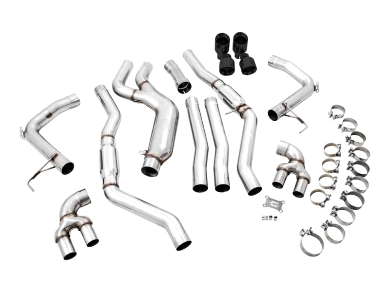 2019+ BMW M340i (G20) AWE Tuning Track Edition Exhaust - Quad Diamond Black Tips - 3020-43085