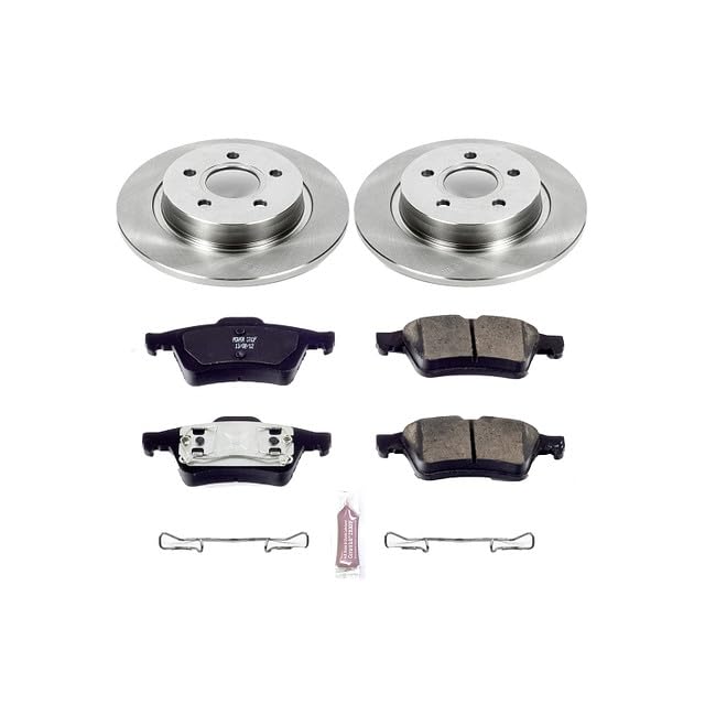 Power Stop KOE5309 Rear Replacement Brake Kit-OE Brake Rotors & Ceramic Brake Pads For Volvo S40 2004-2005, Volvo V50 2005 [Model Specific]