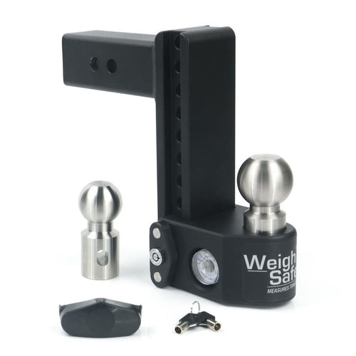 Weigh Safe Adjustable Hitch Ball Mount Trailer - 8" Adjustable Drop Hitch for 2.5" Receiver - Premium Heavy Duty Steel Trailer Tow Hitch with Built in Weight Scale for Anti Sway - 22,000 GTW