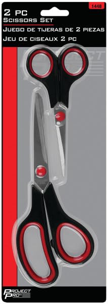Comfort Grip Handle Performance Tool 1448 Scissors Set - Stainless Steel for Long Life - Non-Slip for Home or Professional Use - Two Pack