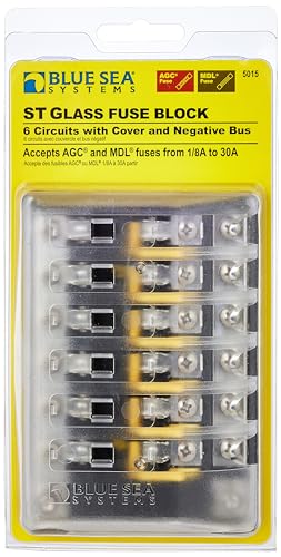 Fuse Block Blue Sea Systems AGC 6-CIR W/Ground , 3.5'' x 5.0''