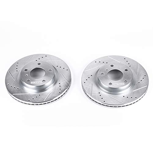 Power Stop Front JBR1105XPR Drilled & Slotted Rotor Pair For INFINITI G35 2003-2005, Nissan 350Z 2003-2005 [Model Specific]