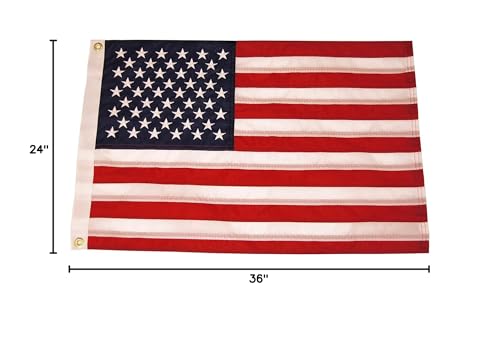 Sewn American Flag for Boats Taylor Made, 24" x 36", Marine-Grade Nylon, Fade Resistant, Brass Grommets, Embroidered Stars and Stripes, Flag only - 2020109197