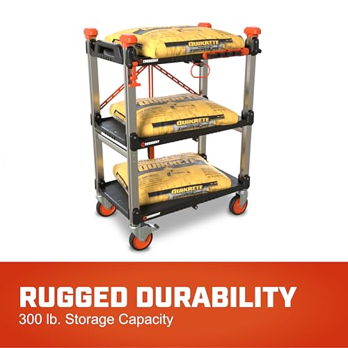 3 Shelf Crescent SITERUNNER Heavy Duty Folding Jobsite Cart - 300-lb Capacity, F3SCBL