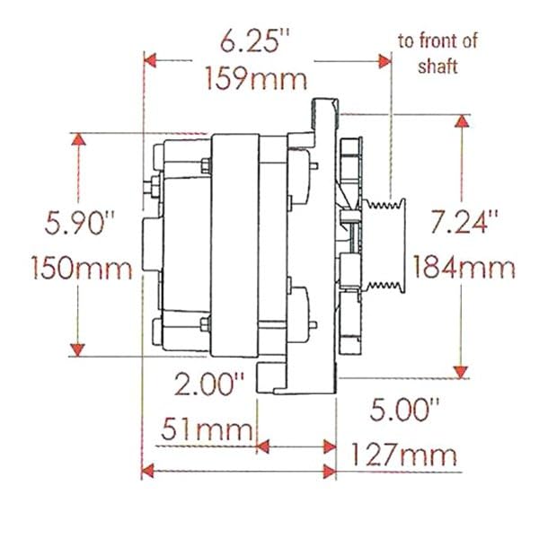 Alt GM CS144 Powermaster Natural 200A XS Volt™ 6 grv Pulley/Baffle Str MTG Threaded MTG Ear for Corvette etc
