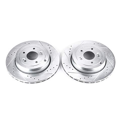 Power Stop Rear JBR1528XPR Drilled & Slotted Rotor Pair For Hyundai Genesis Coupe 2010-2016/Hyundai Genesis Coupe 2010-2016 [Vehicle Specific]