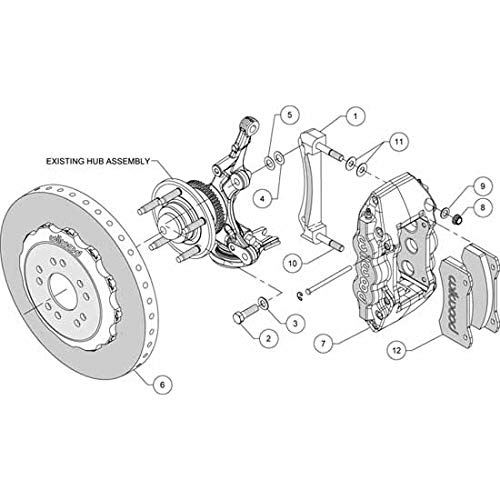 14.00" C/SiC Rotor,AERO6 Dynamic Front Kit,Red