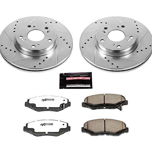 Power Stop K6490-26 Z26 Carbon Fiber Brake Pads with Drilled & Slotted Brake Rotors Kit For Acura ILX 2013, Honda Accord 2013-2017, Honda Fit 2013-2014 [Model Specific]