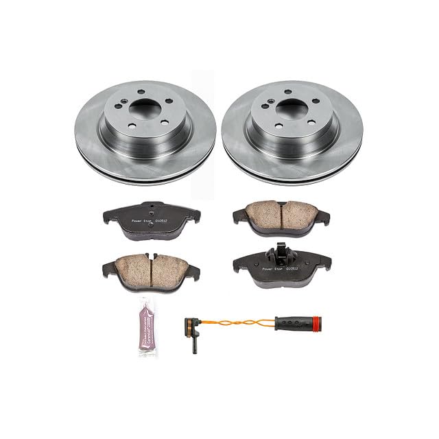 Power Stop KOE6715 Rear Replacement Brake Kit-OE Brake Rotors & Ceramic Brake Pads and 1 Rear Sensor Wire For Mercedes-Benz GLK250, Mercedes-Benz GLK350 [Model Specific]