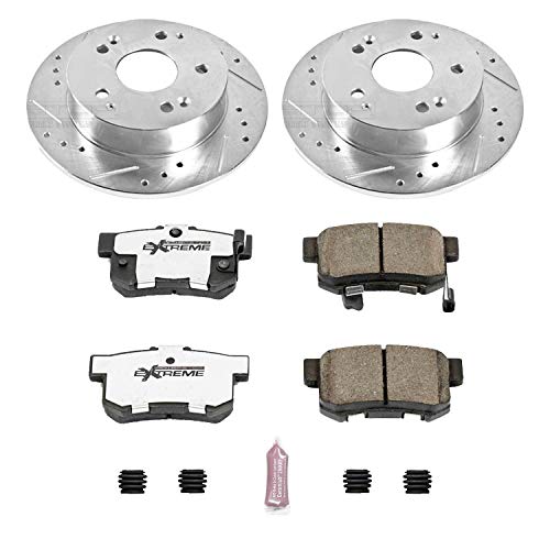 Power Stop K2270-26 Z26 Carbon Fiber Brake Pads Rear with Drilled & Slotted Brake Rotors Kit For Acura Integra, Acura RSX, Honda Accord, Honda Civic [Model Specific]