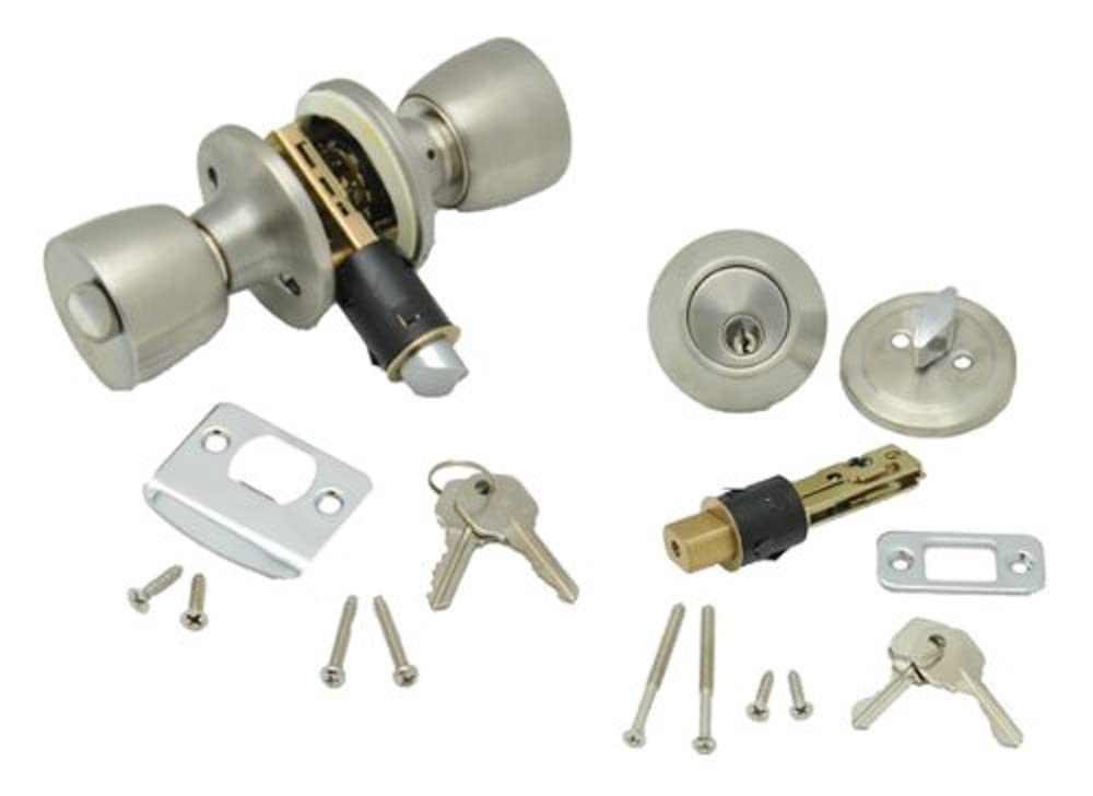 Combo Lock Set AP Products 013-234-SS with Know Lock and Dead Bolt - Stainless Steel