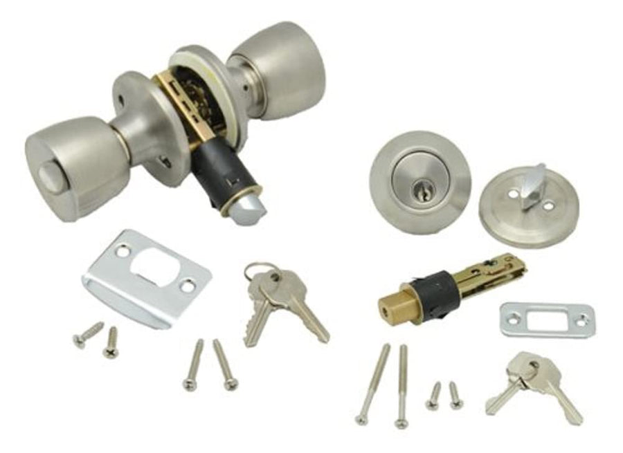 Combo Lock Set AP Products 013-234-SS with Know Lock and Dead Bolt - Stainless Steel