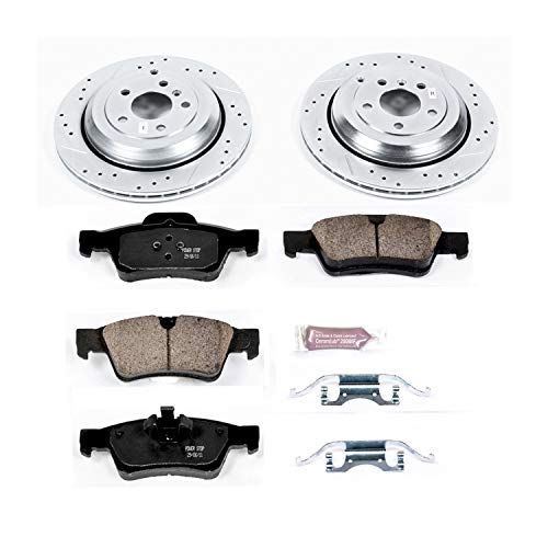 Power Stop K4636 Brake Kit Rear with Drilled/Slotted Brake Rotors and Z23 Evolution Ceramic Brake Pads