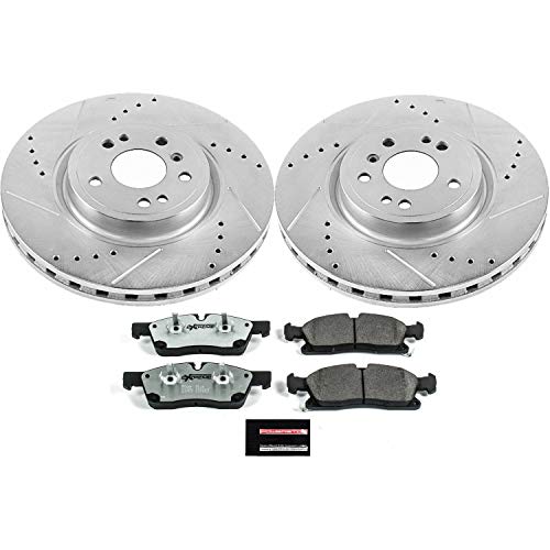 Power Stop Front Z26 Carbon Fiber Brake Pads with Drilled & Slotted Brake Rotors Kit K7697-26