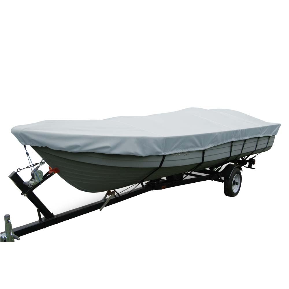 Styled-to-Fit Carver 70114F-10 Boat Cover for Wide V-Hull Fishing Boats (No Motor) - 14'6", Slate Gray