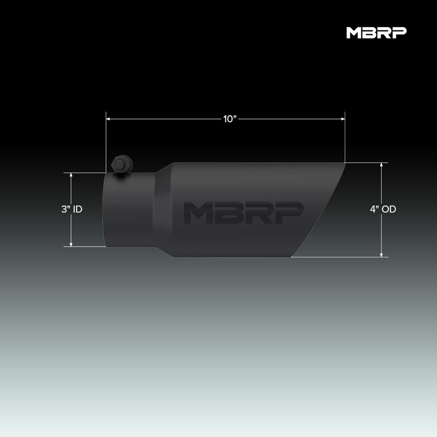 MBRP Black T5156BLK Dual Wall Angled Tip, 4" O.D., 3" Inlet, 10" Length