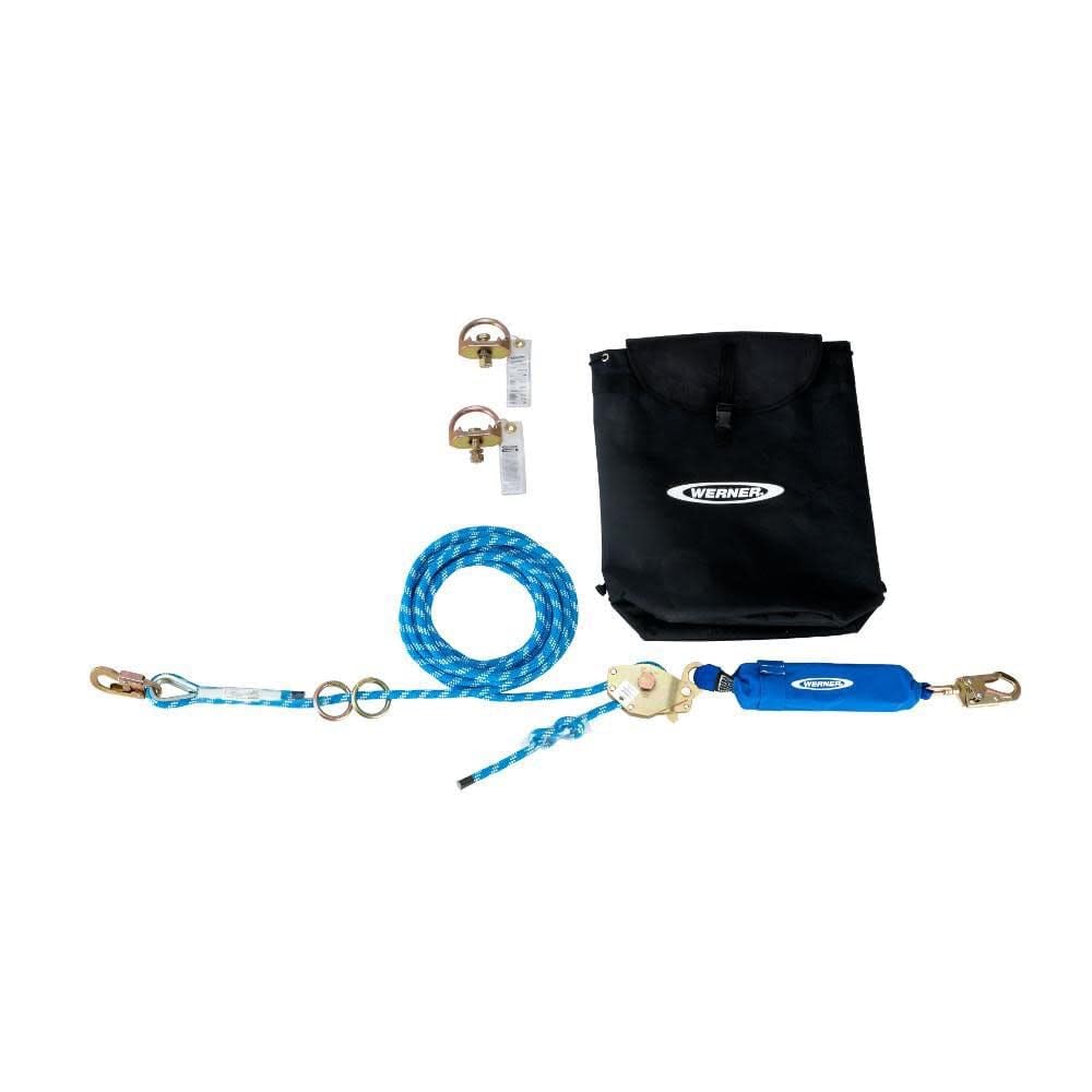 60 Ft Werner 2-Man Rope Horizontal Lifeline System D-Bolt Anchor