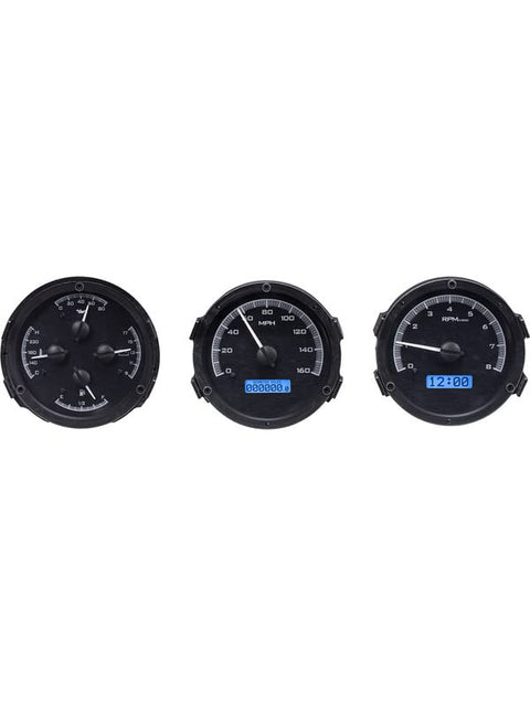 Dakota Digital VHX-68O-CUT-K-B Gauge System Analog Compatible with Oldsmobile 1968 Cutlass, F-85 and 444, Black Alloy Style, Blue Backlighting